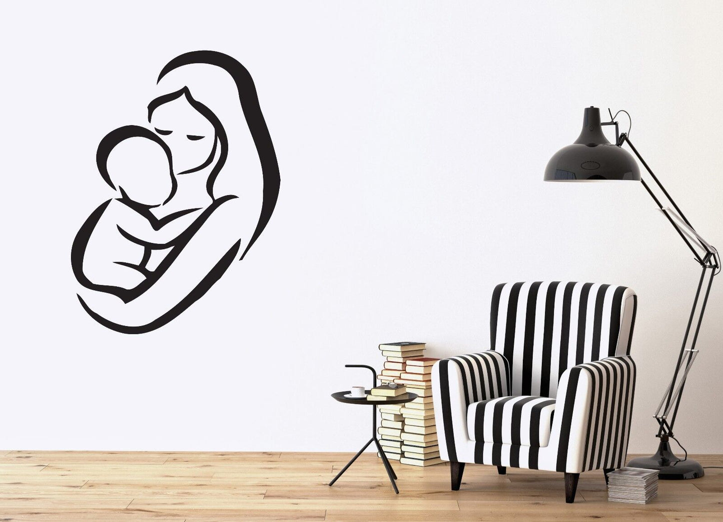 Wall Sticker Vinyl Decal Silhouette of a Mother With a Baby (n288)