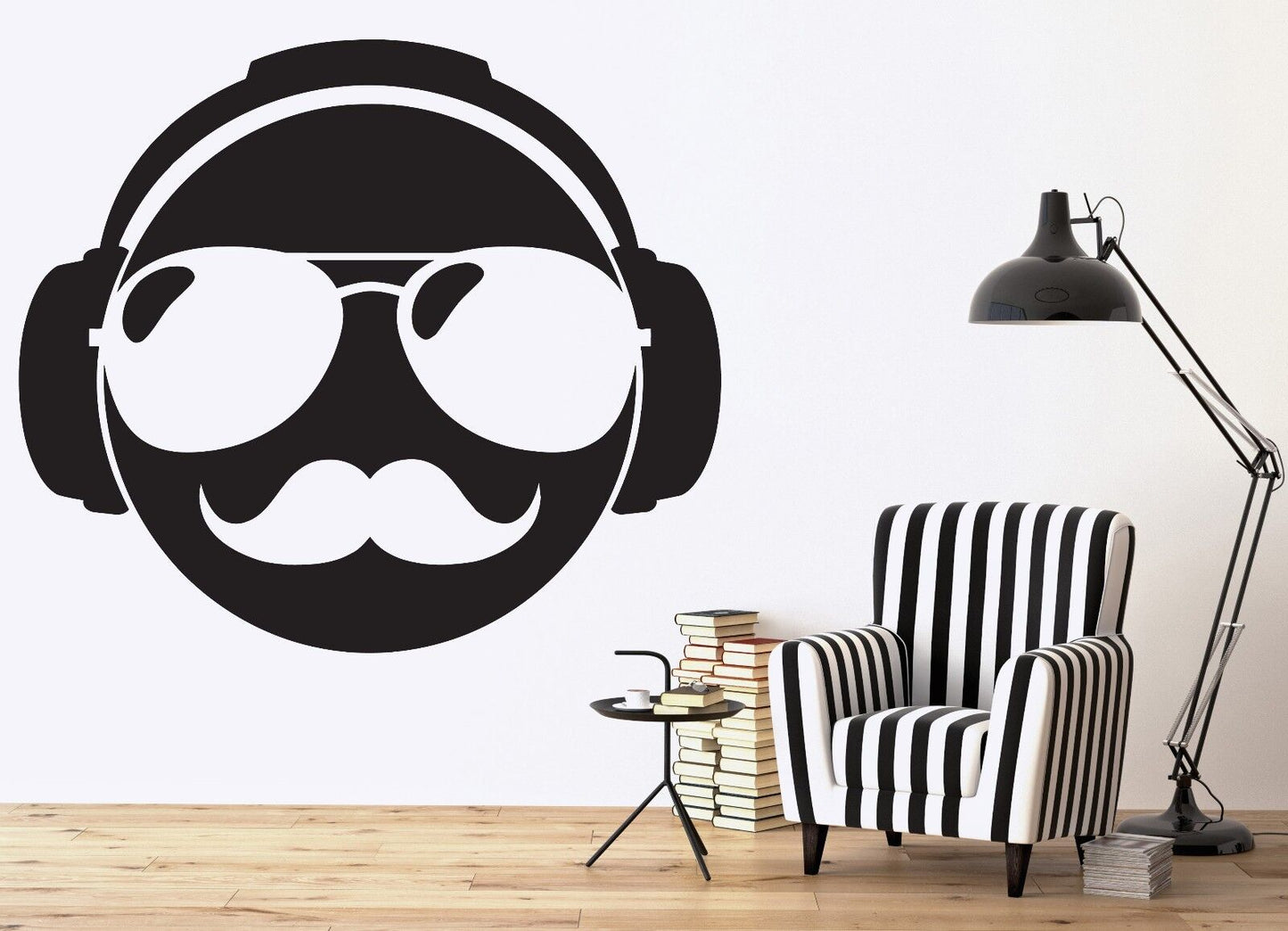 Wall Decal Vinyl Sticker Mustache Glasses Pilots DJ Headphones (n291)