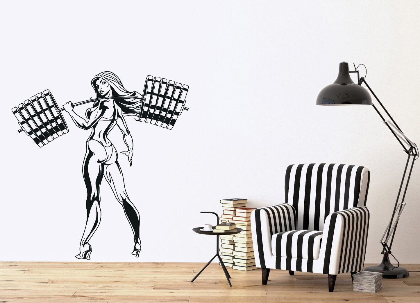 Wall Vinyl Sticker Sexy Girl Bikini Fitness Barbell Bench Slim Shape (n299)