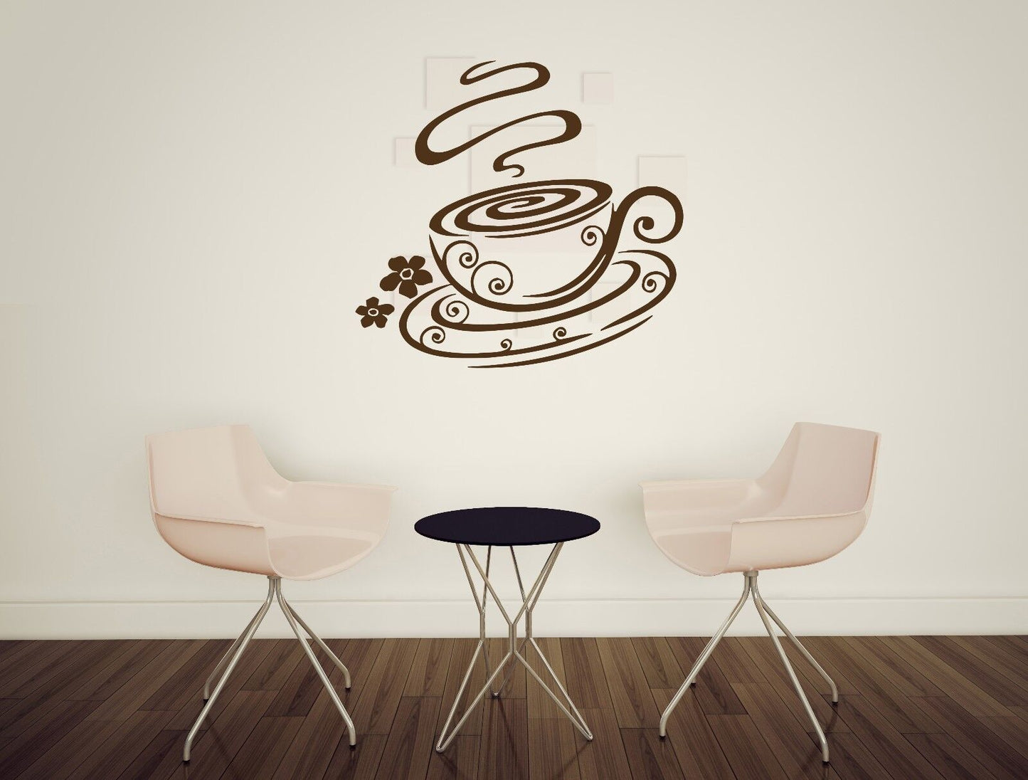 Wall Stickers Demitasse Coffee Flowers Vanilla Aroma Vinyl Decal (n301)