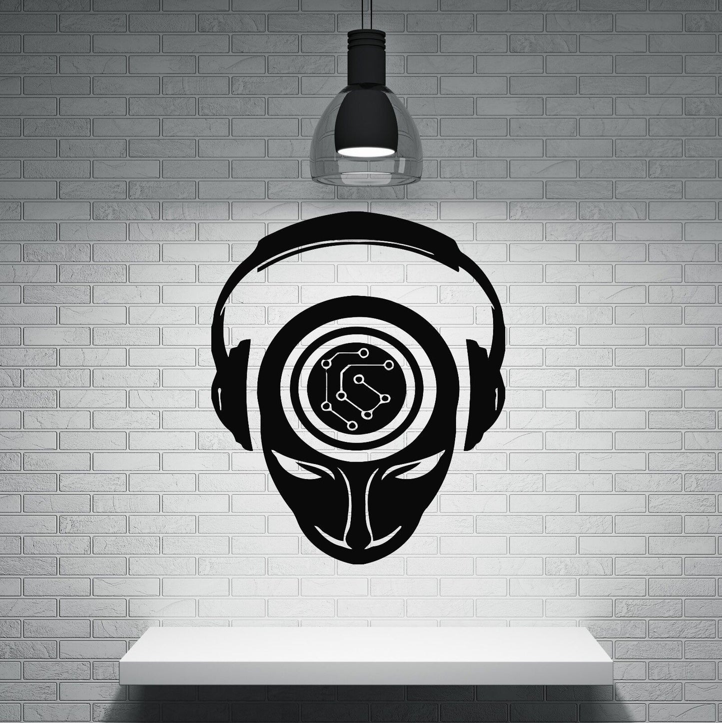 Autocollant mural musique personnes casque activité cérébrale enregistrement DJ vinyle autocollant (n341)