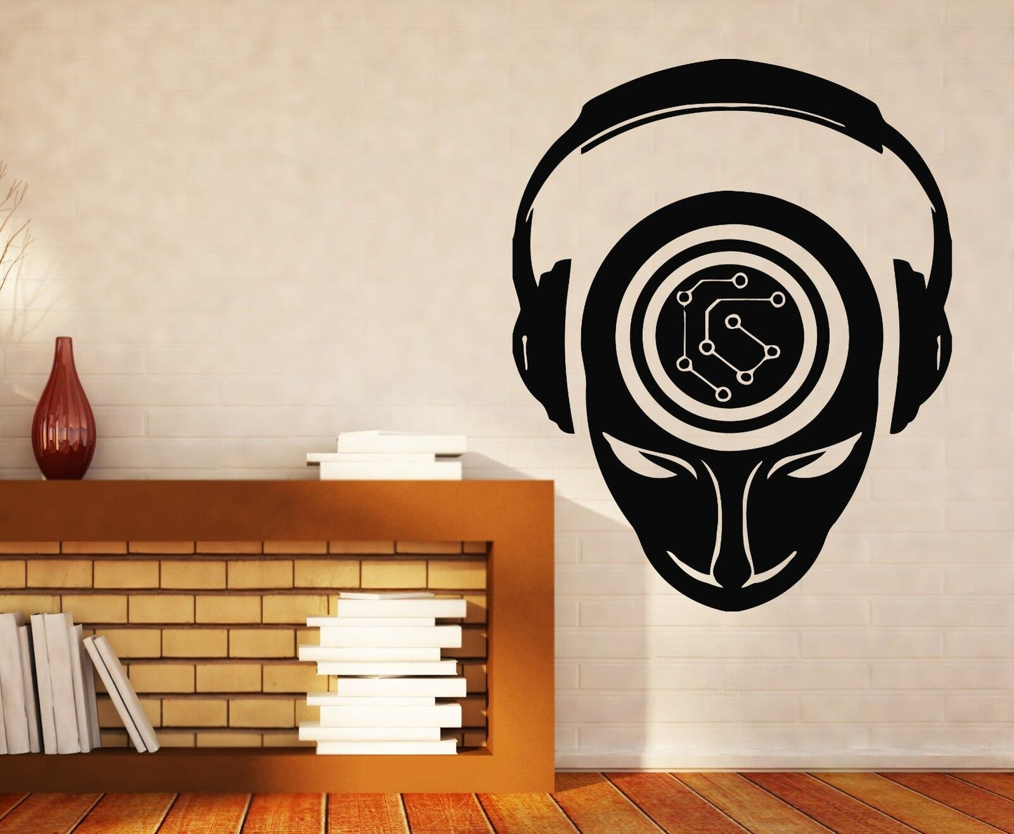 Wall Sticker Music People Headphones Brain Activity Record DJ Vinyl Decal (n341)