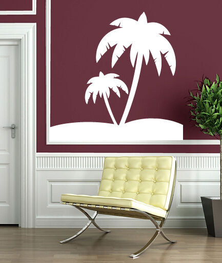 Wall Stickers Tropical Landscape Palm Sand Beach Vacation Vinyl Decal (n342)