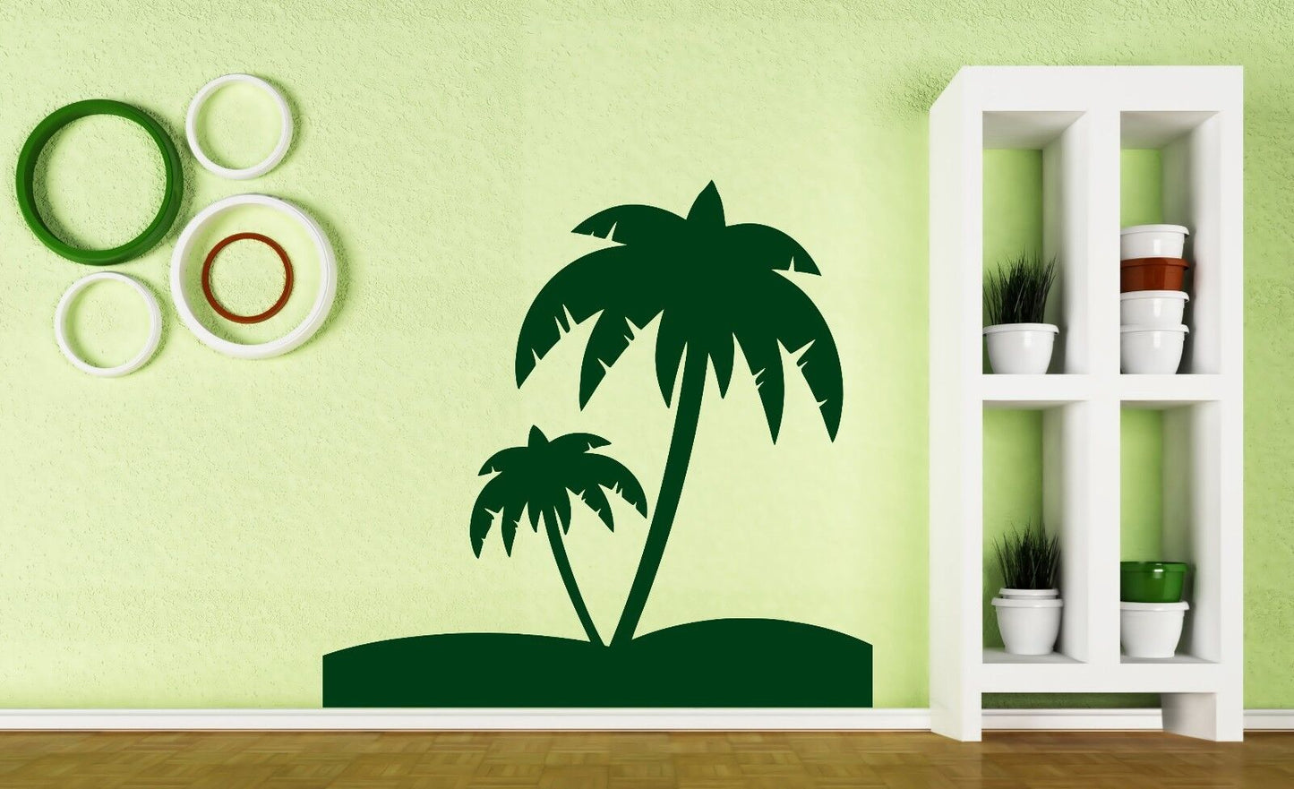 Wall Stickers Tropical Landscape Palm Sand Beach Vacation Vinyl Decal (n342)