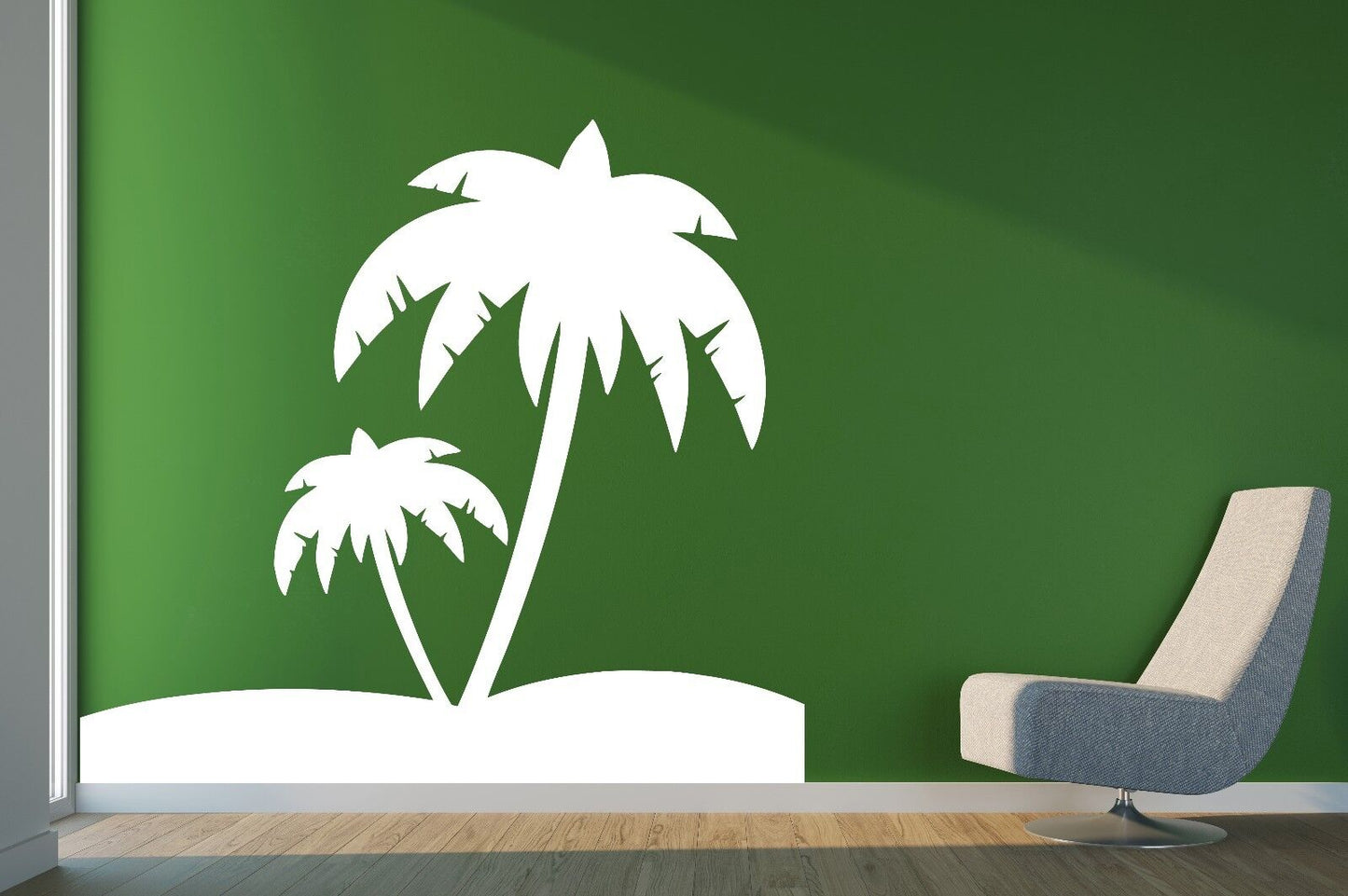 Wall Stickers Tropical Landscape Palm Sand Beach Vacation Vinyl Decal (n342)