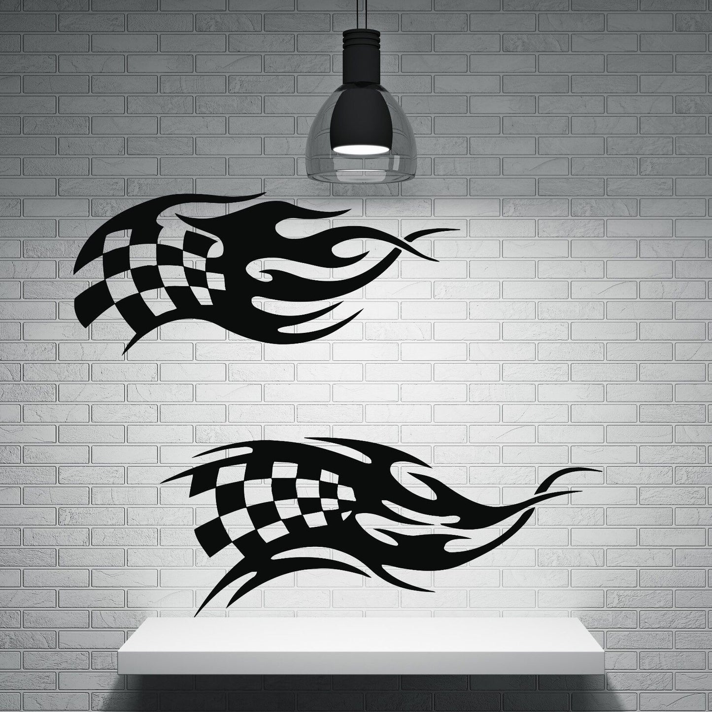 Wall Sticker Speed Machine Power Flag Grandstand Finish Vinyl Decal (n345)