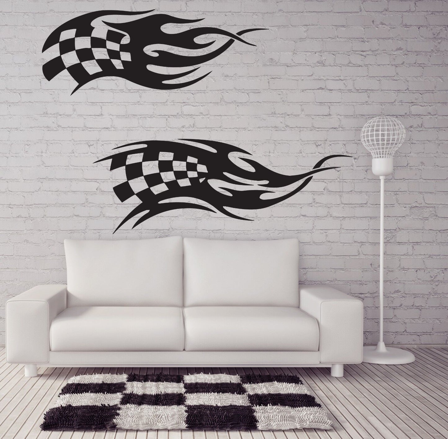 Wall Sticker Speed Machine Power Flag Grandstand Finish Vinyl Decal (n345)