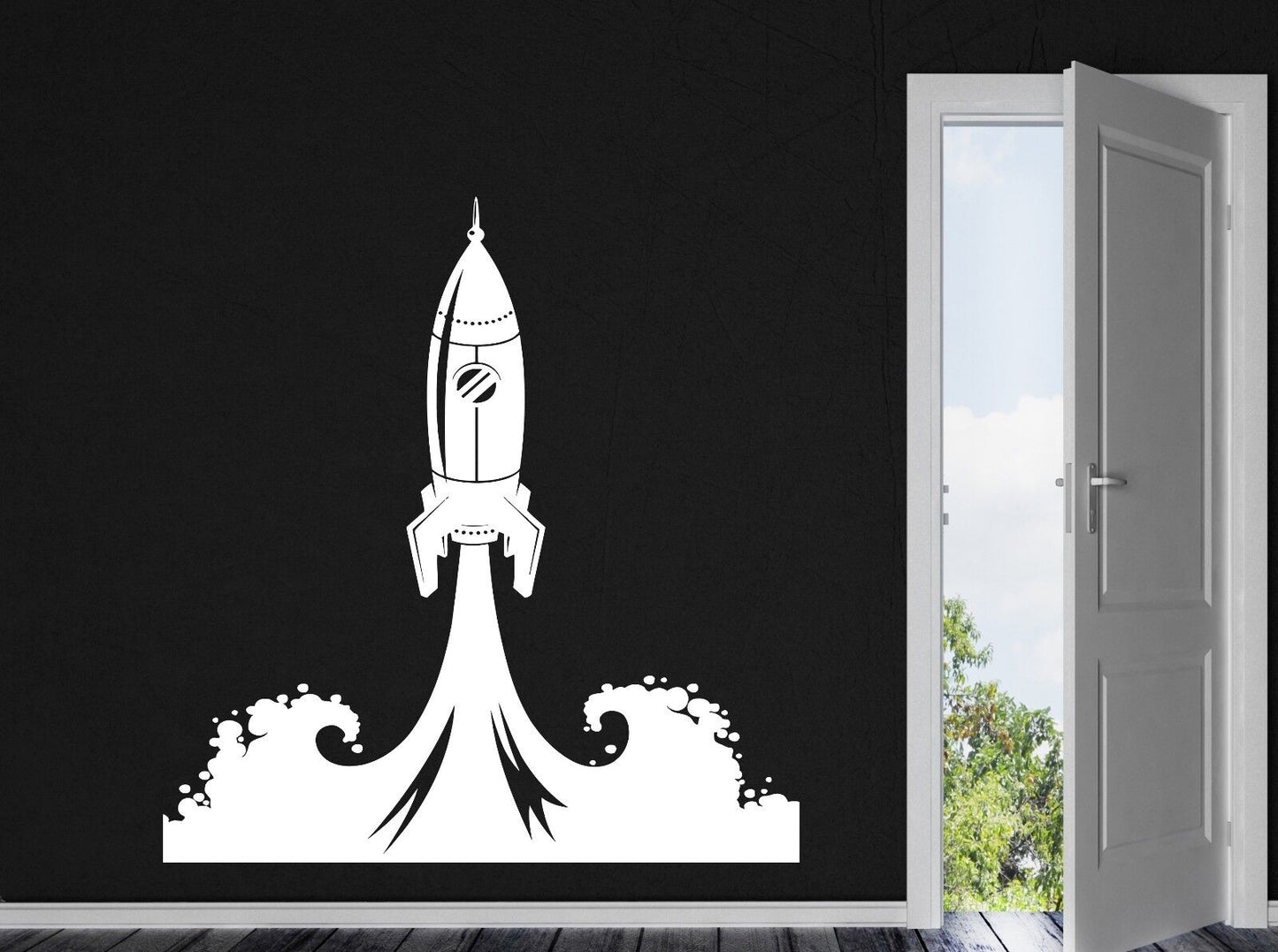 Wall Vinyl Sticker Decal Rocket Rise Trace Ship Hull Portholes (n351)