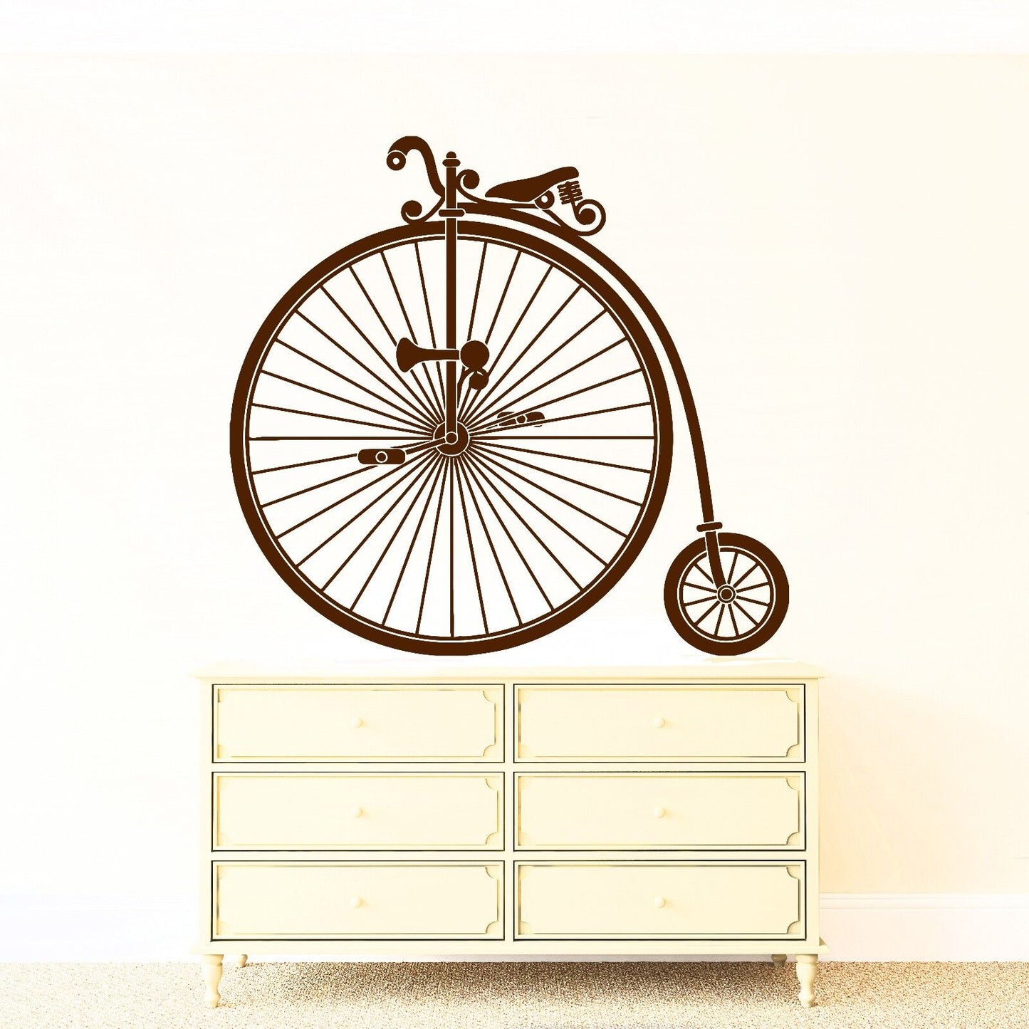 Wall Vinyl Sticker vintage bicycle two wheels brake pedal past century (n355)