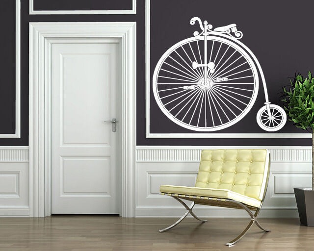 Wall Vinyl Sticker vintage bicycle two wheels brake pedal past century (n355)