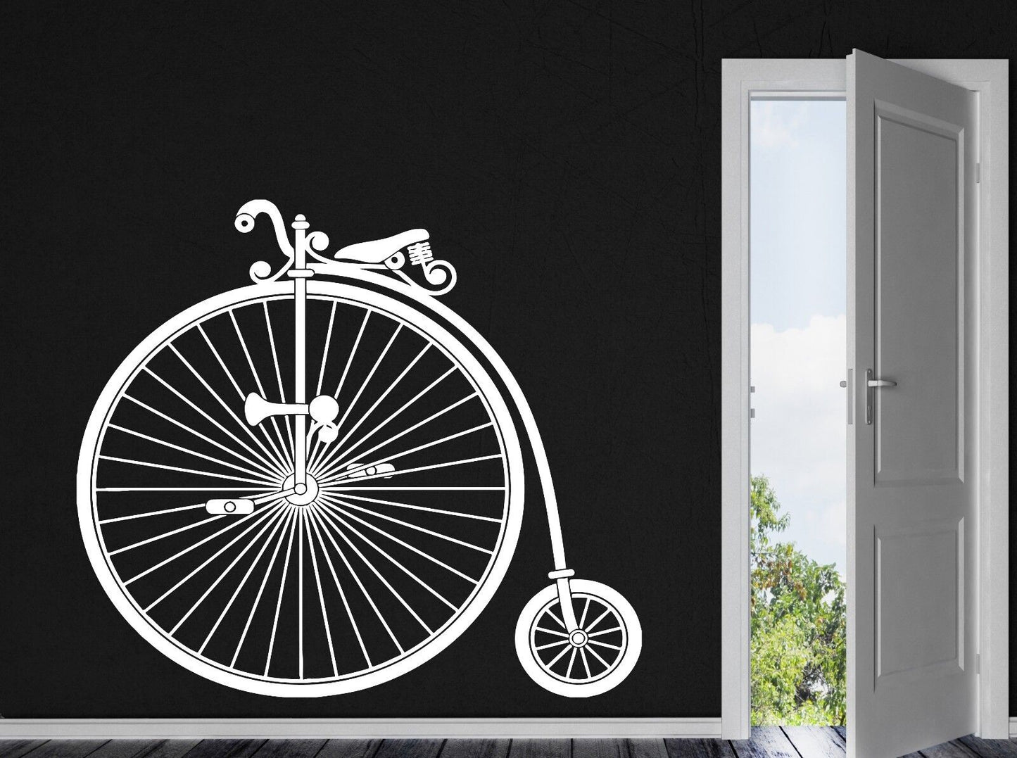 Wall Vinyl Sticker vintage bicycle two wheels brake pedal past century (n355)