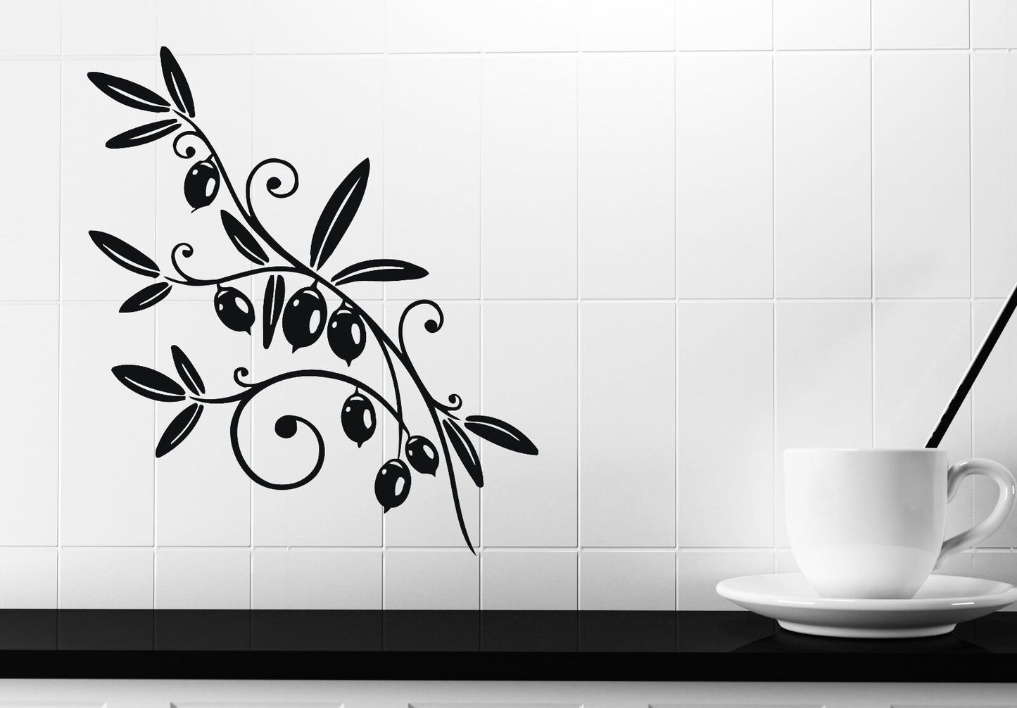 Wall Sticker Vinyl Decal Olive Branch Olive Oil Fruits Ripen Beneficial (n359)