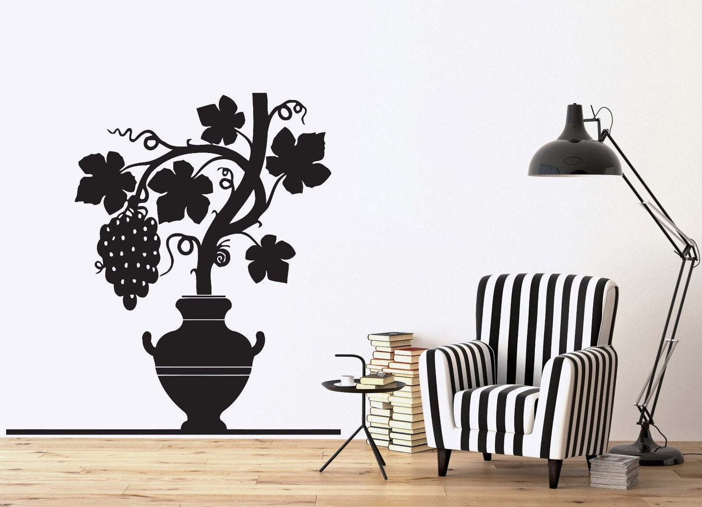 Wall Sticker Vinyl Decal Grapevine Ripe Bunch Pitcher Carved Leaves (n361)