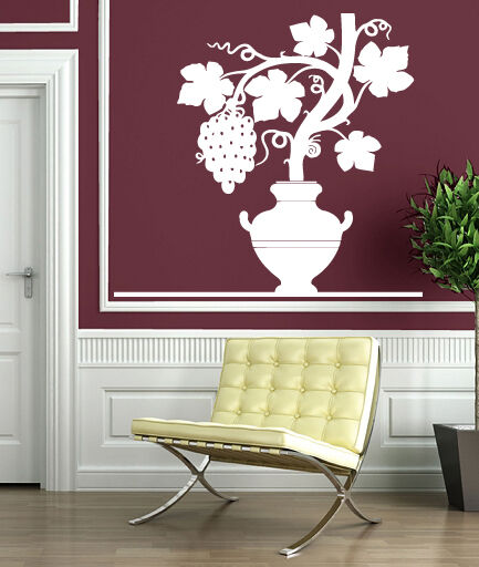 Wall Sticker Vinyl Decal Grapevine Ripe Bunch Pitcher Carved Leaves (n361)