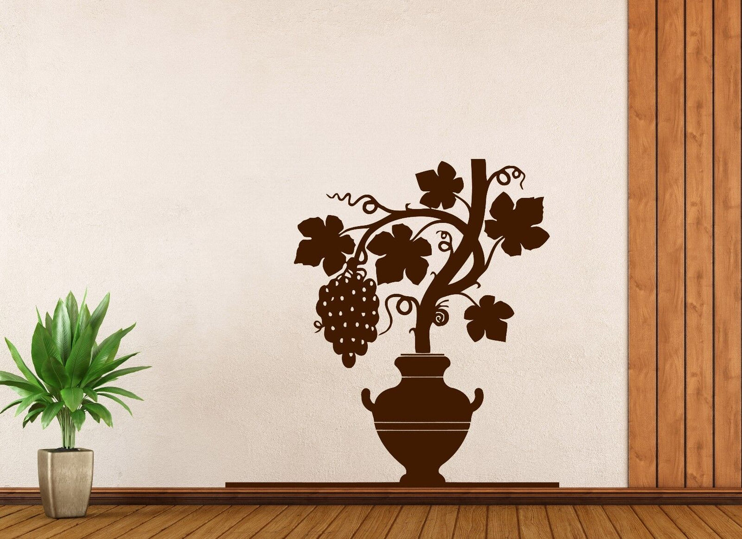 Wall Sticker Vinyl Decal Grapevine Ripe Bunch Pitcher Carved Leaves (n361)