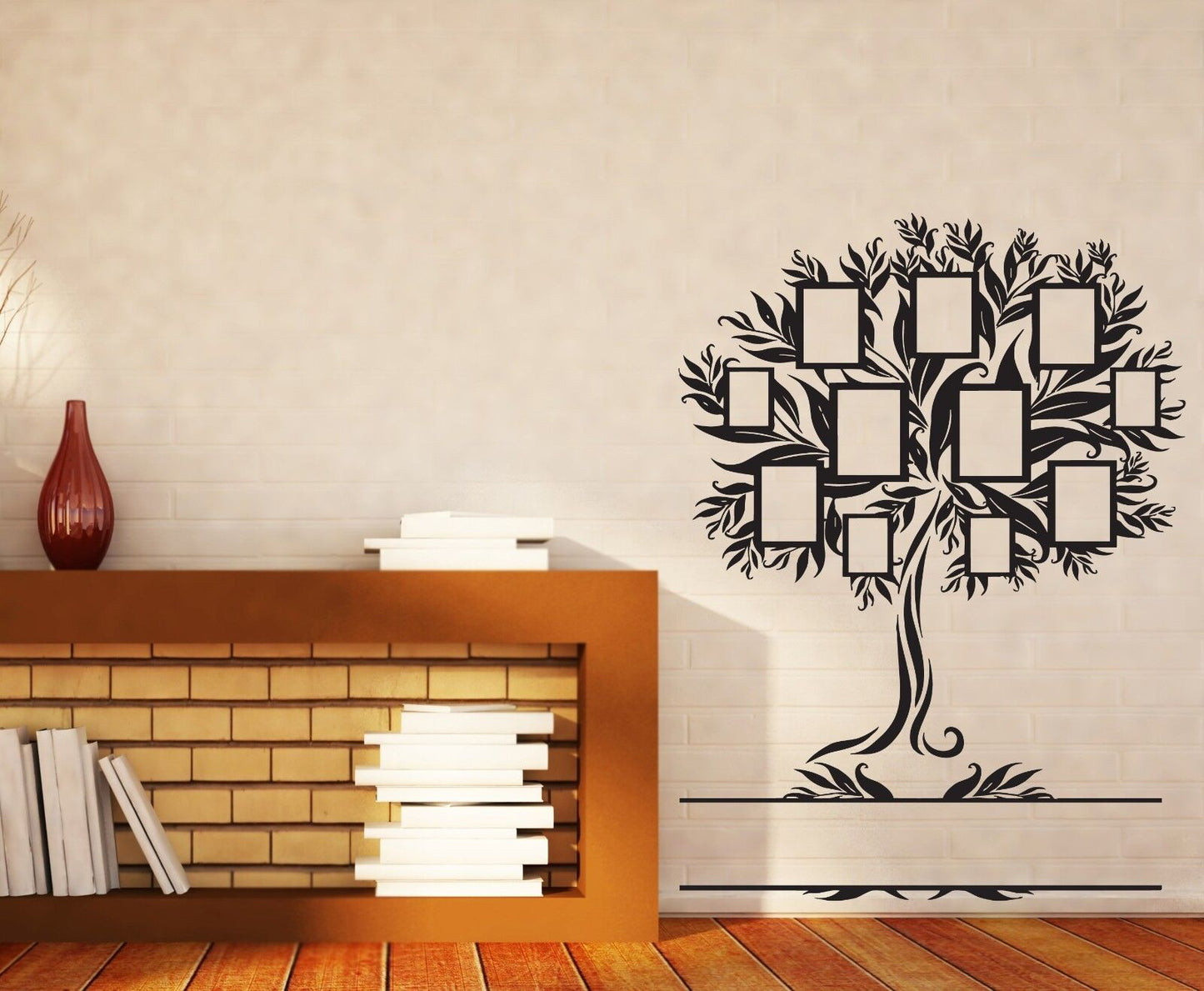 Wall Sticker Family Genealogical Tree With Frames For Photos Vinyl Decal (n374)