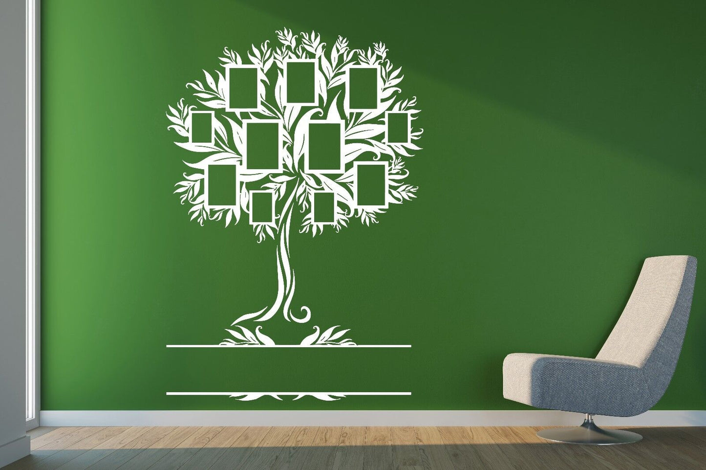 Wall Sticker Family Genealogical Tree With Frames For Photos Vinyl Decal (n374)