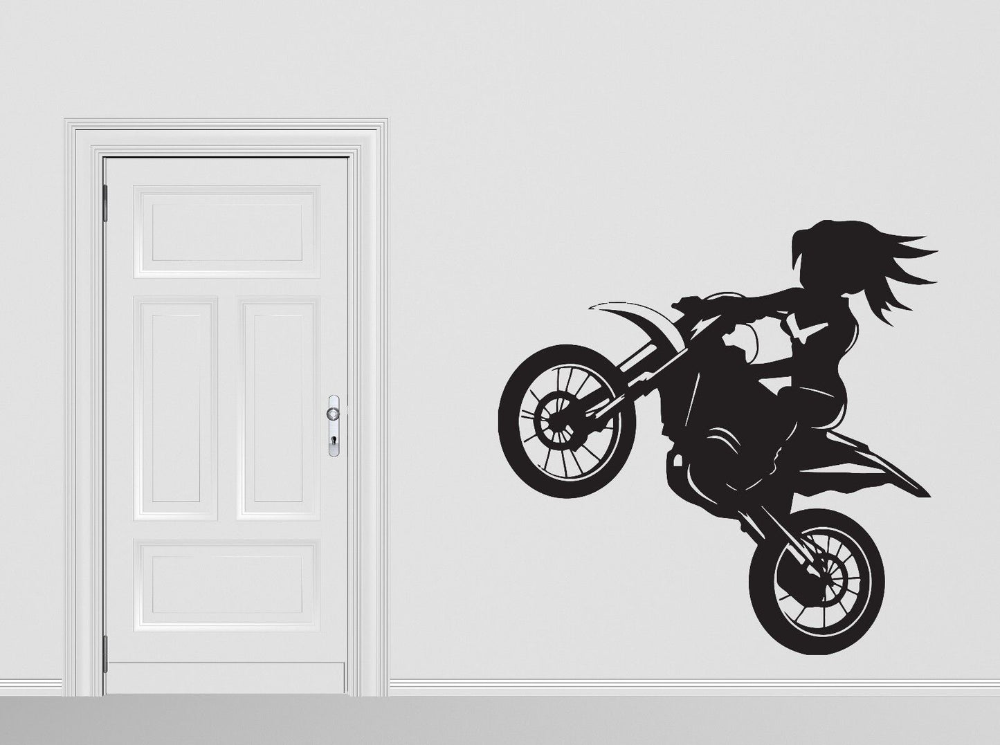 Autocollant mural en vinyle pour fille Rider a Bike Stunt, décor de salon (n383)