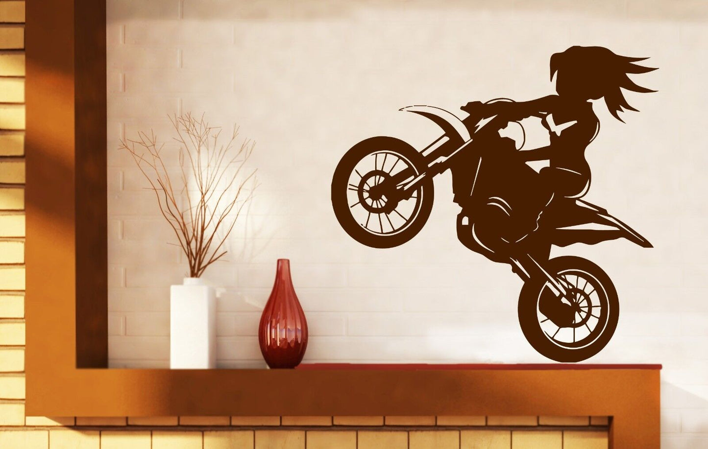 Autocollant mural en vinyle pour fille Rider a Bike Stunt, décor de salon (n383)