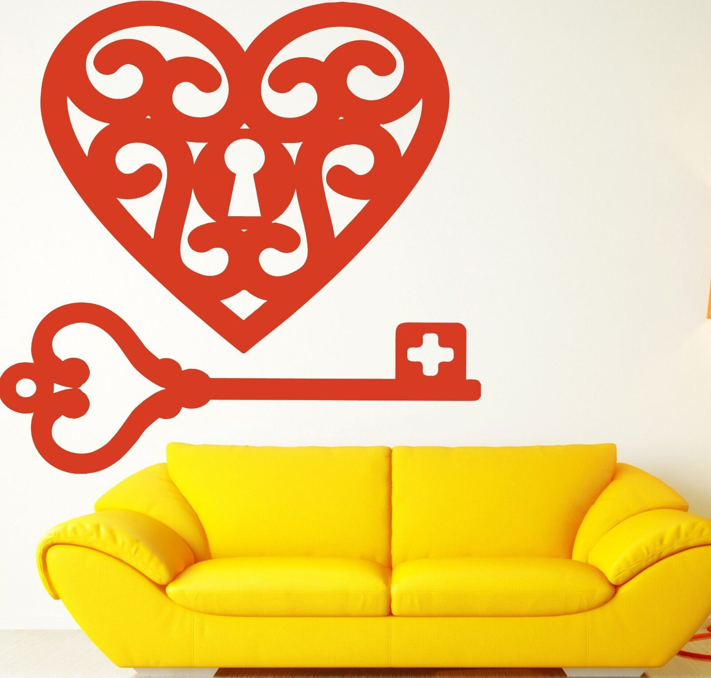 Wall Stickers Feelings of Love Heart Lock Key Open Vinyl Decal (n387)