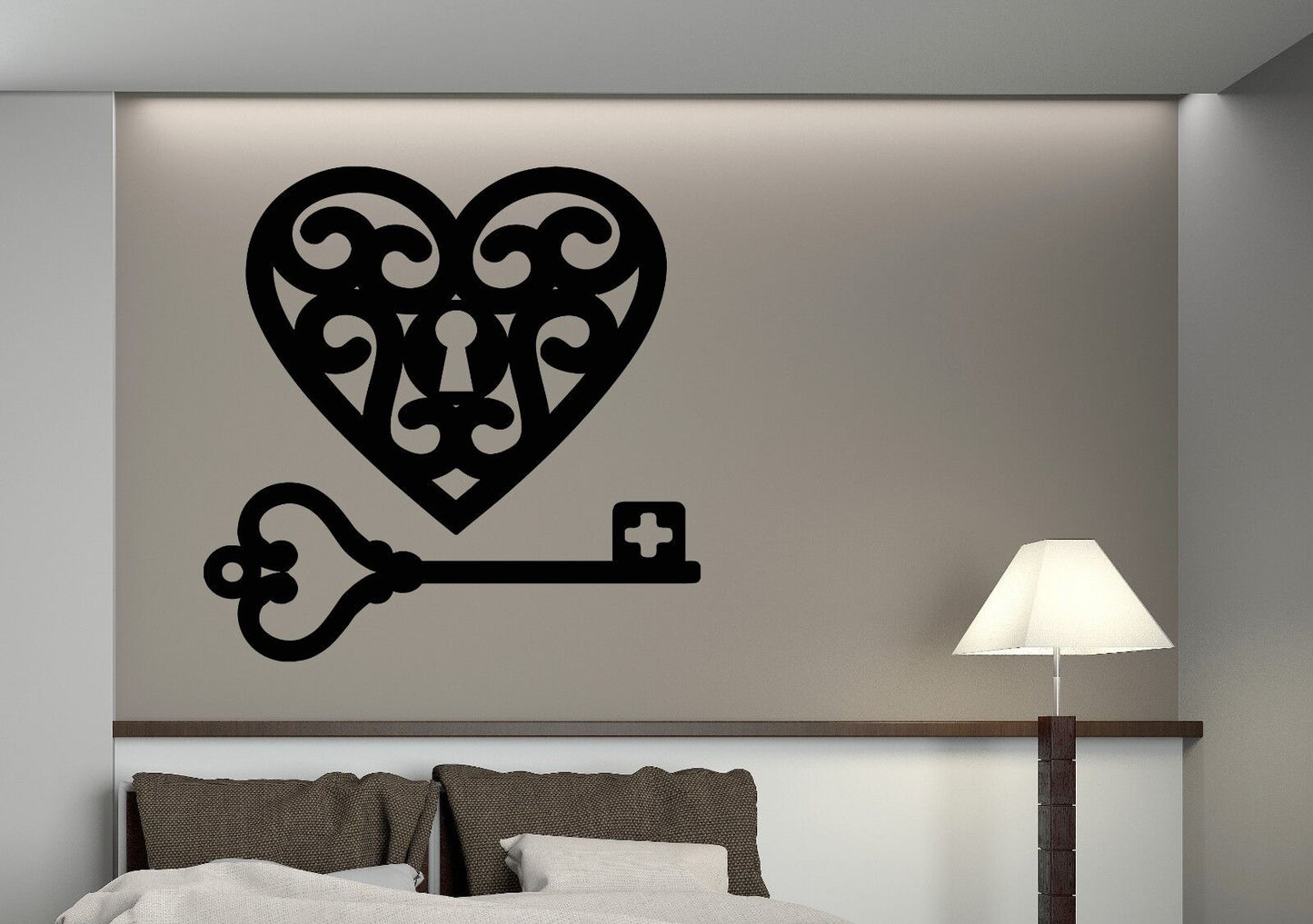 Wall Stickers Feelings of Love Heart Lock Key Open Vinyl Decal (n387)