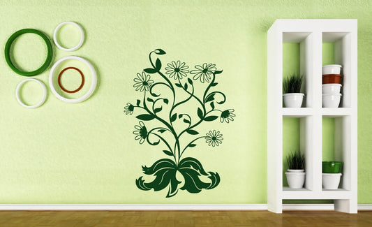 Autocollant mural en vinyle, camomille de buisson, beau bouquet de fleurs (n391)