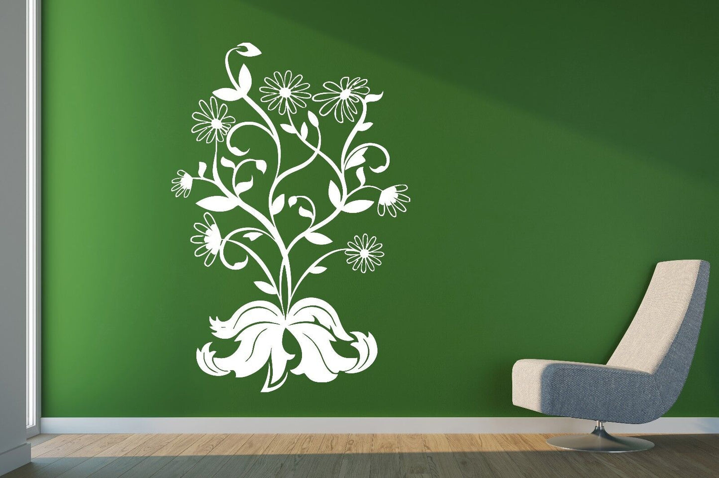 Autocollant mural en vinyle, camomille de buisson, beau bouquet de fleurs (n391)