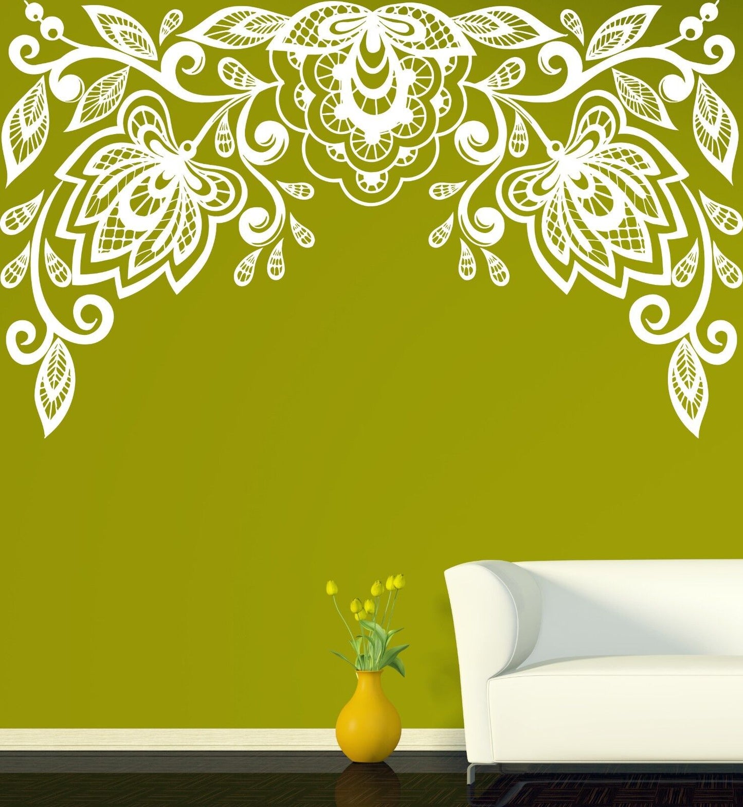 Wall Sticker Vinyl Decal Very Beautiful Floral Pattern Embroidery Cutwork (n395)