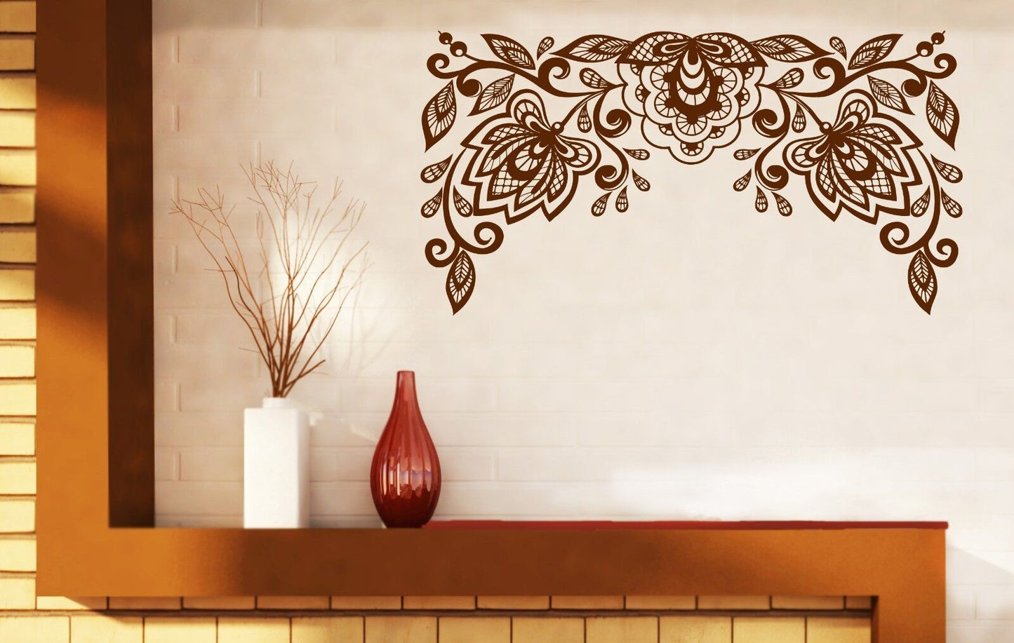 Wall Sticker Vinyl Decal Very Beautiful Floral Pattern Embroidery Cutwork (n395)