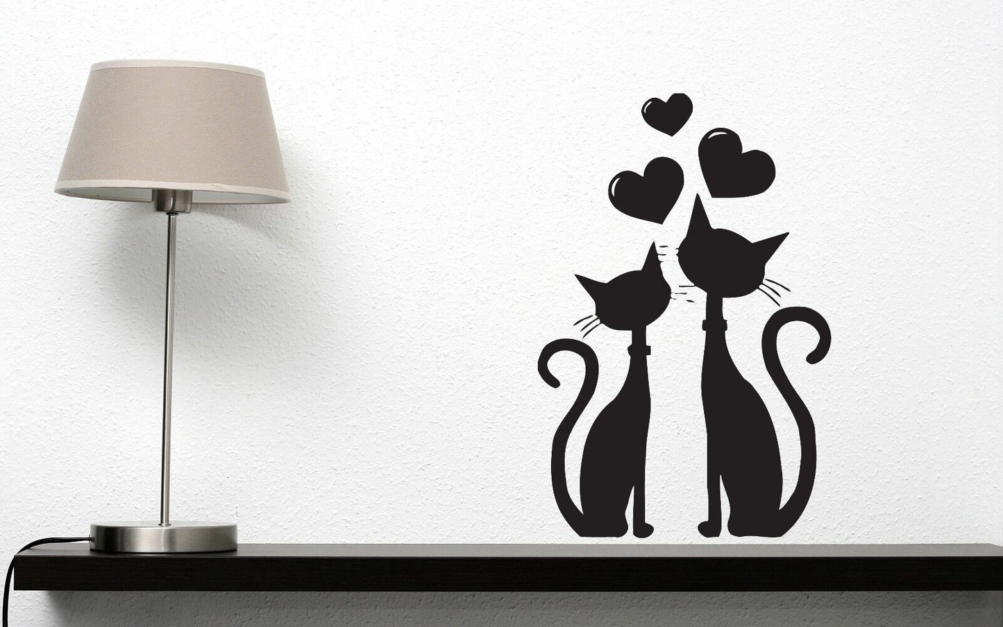 Wall Sticker Cat Couple in Love Heart in March Spring Vinyl Decal (n396)