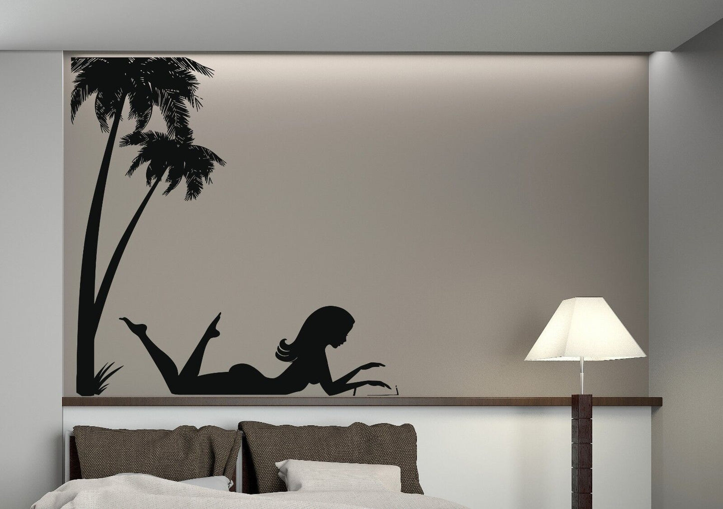 Wall Vinyl Sticker Decal Pretty Girl Beach Vacation Banana Trees Decor (n399)