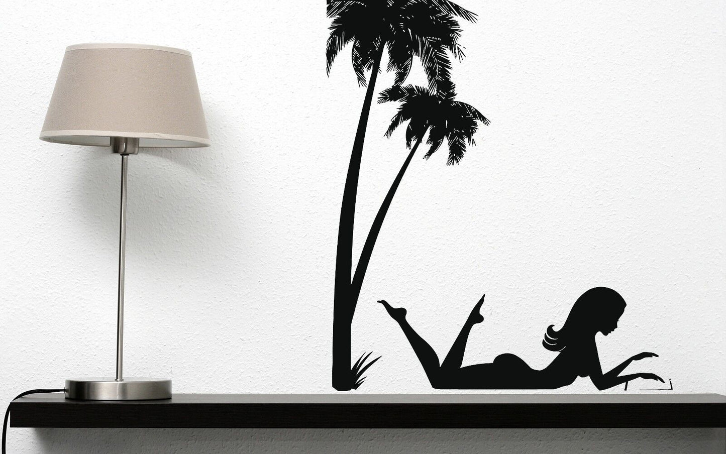 Wall Vinyl Sticker Decal Pretty Girl Beach Vacation Banana Trees Decor (n399)