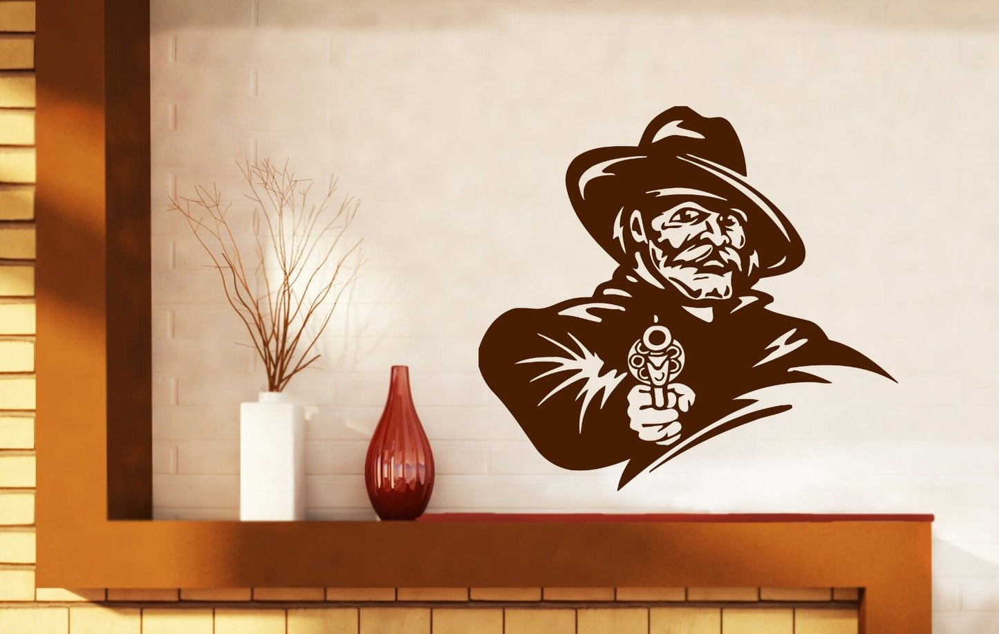 Wall Stickers Horse Herder Harsh Cowboy Hat Gun Vinyl Decal (n400)