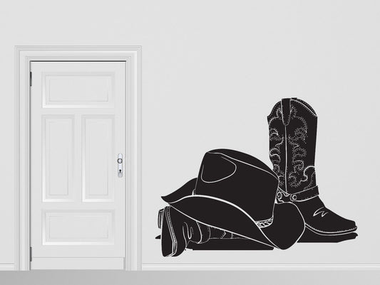 Wall Sticker Vinyl Decal Attributes Cowboy Hat Stetson Leather Boots (n414)