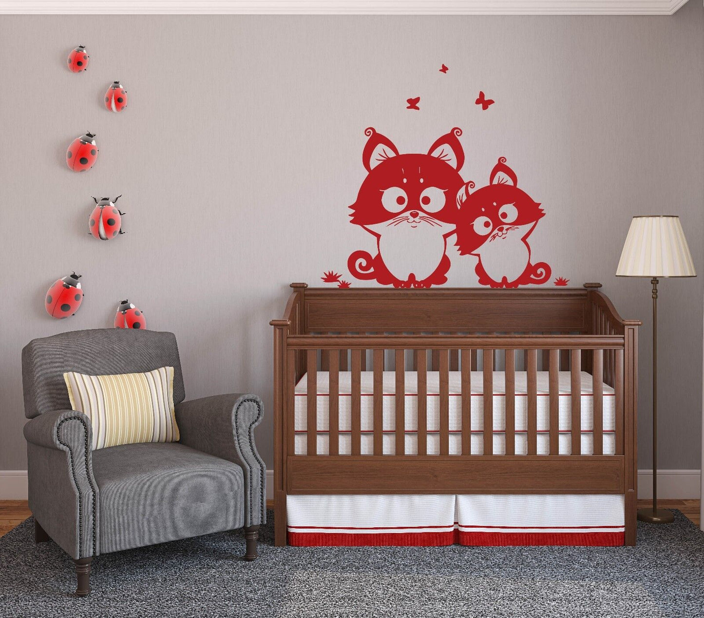 Autocollant mural en vinyle, décor de chatons mignons et amusants pour chambre d'enfant (n415)