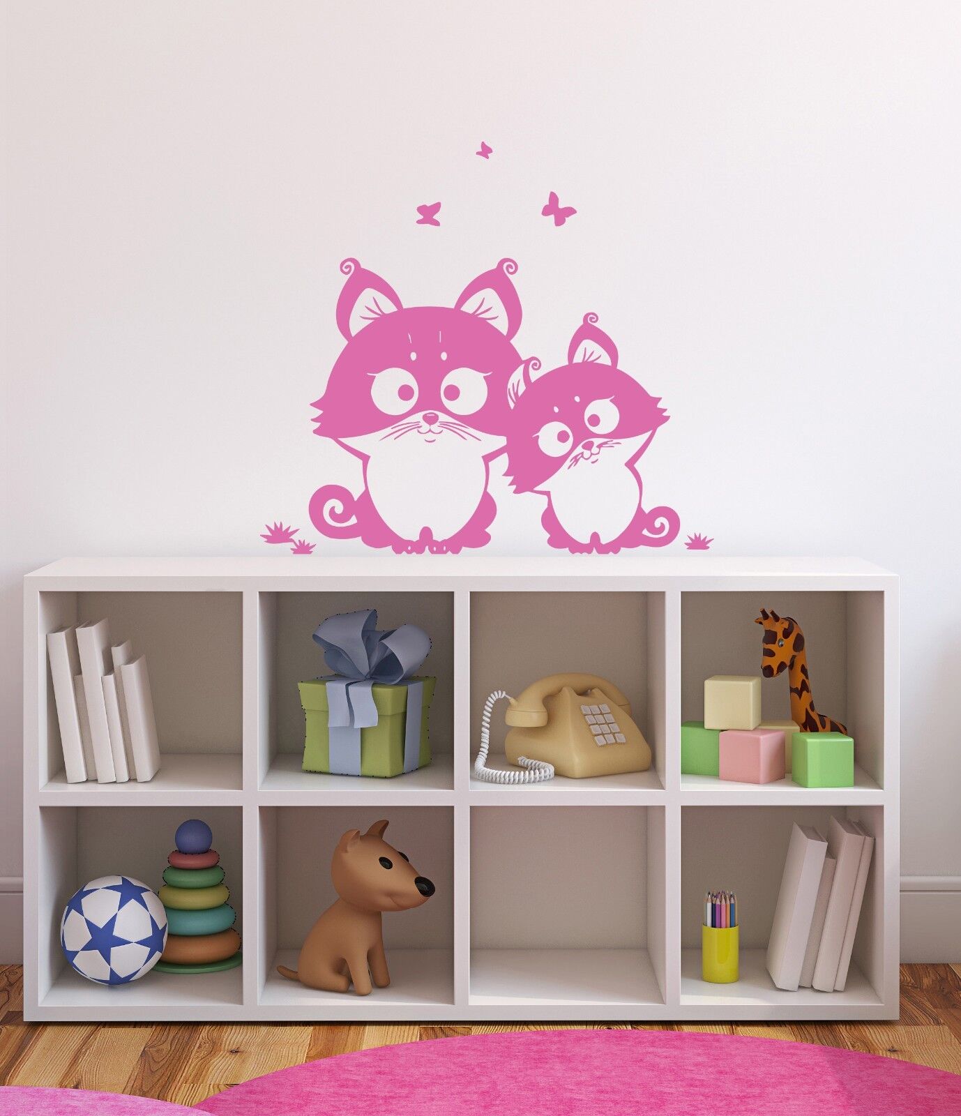 Autocollant mural en vinyle, décor de chatons mignons et amusants pour chambre d'enfant (n415)