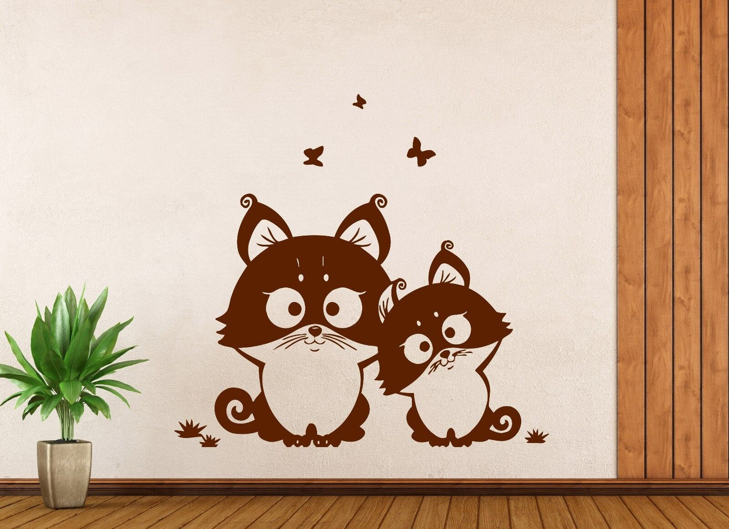 Wall Vinyl Sticker Funny Cute Kittens Decor for a Child's Room (n415)