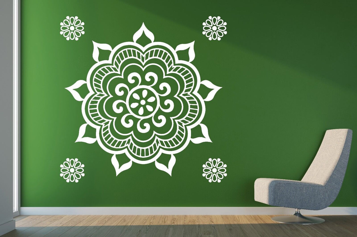 Autocollant mural en vinyle, cercle Floral, Mandala, décor de Studio de méditation (n429)