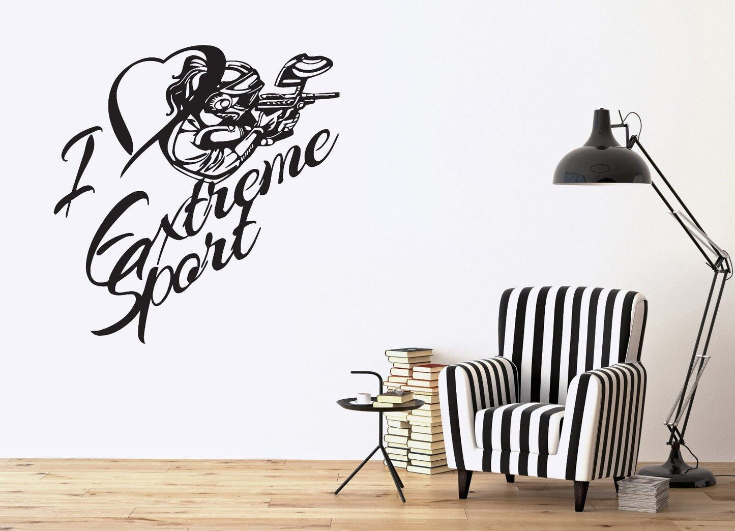 Wall Vinyl Sticker Decal I Love Extreme Sports Paintball Game Ball (n430)