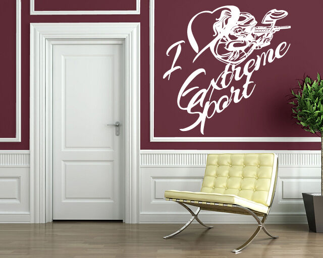 Wall Vinyl Sticker Decal I Love Extreme Sports Paintball Game Ball (n430)