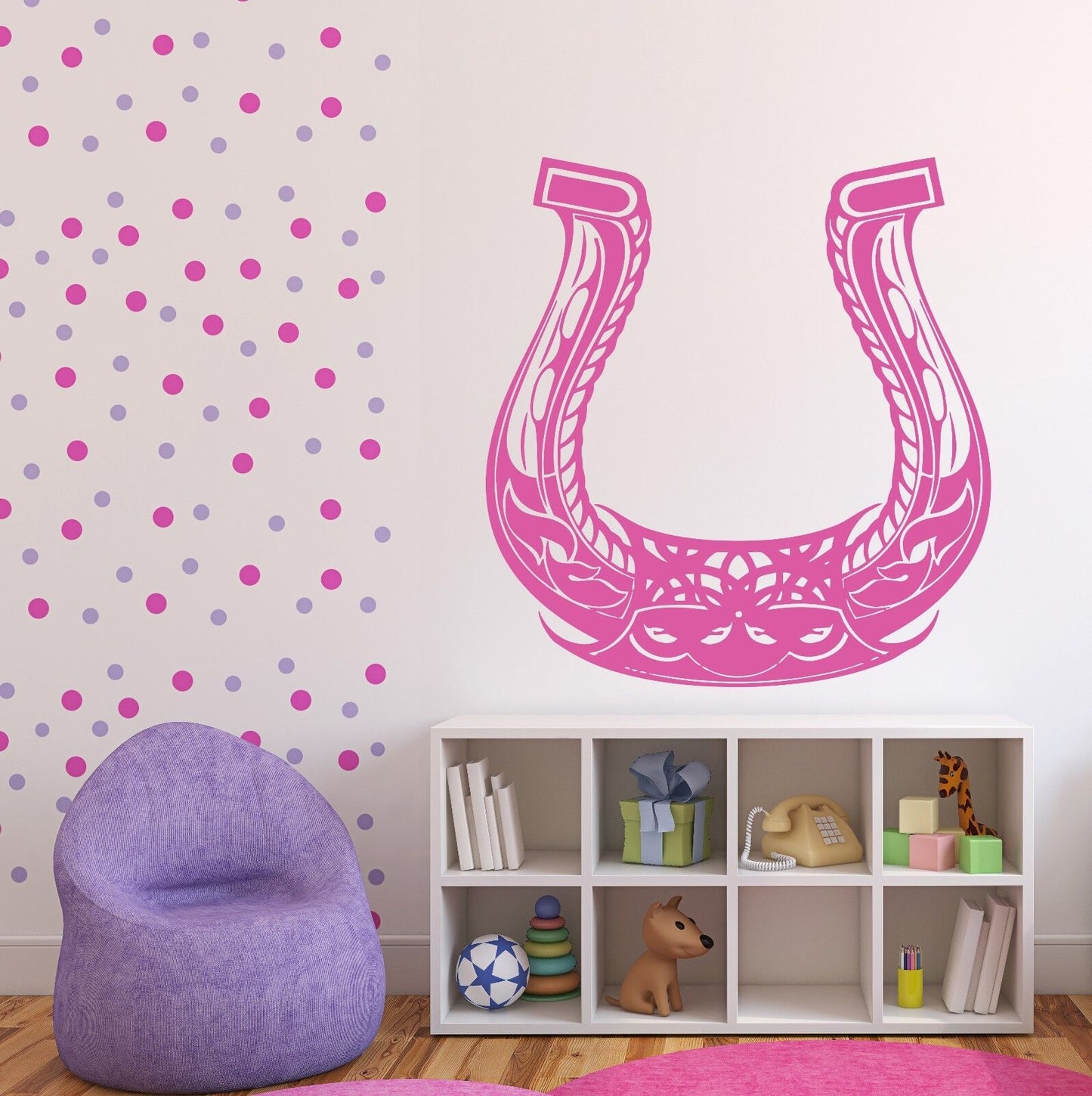 Wall Vinyl Sticker Beautiful Symbol Good Luck Horseshoe Pattern (n432)