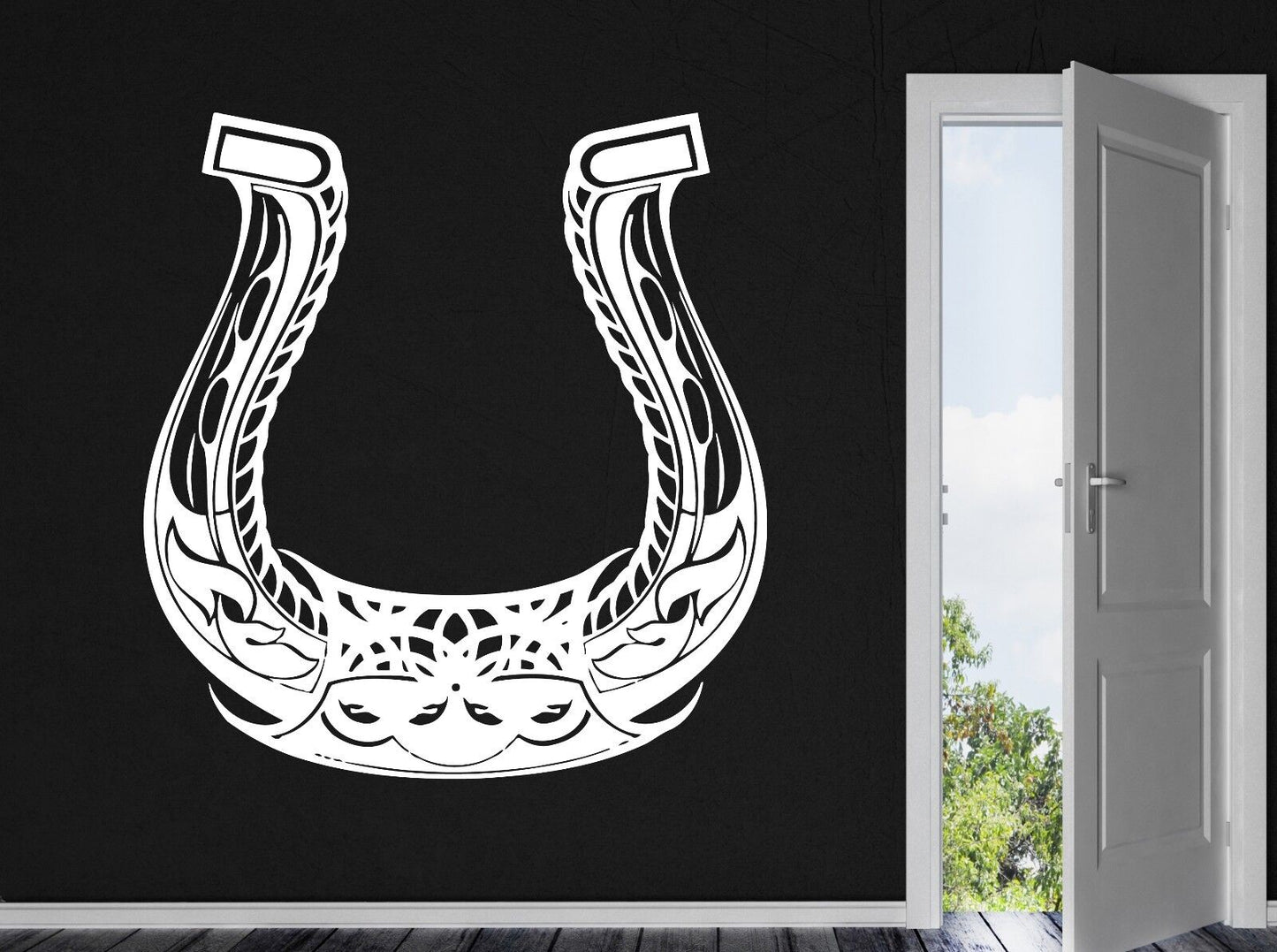 Wall Vinyl Sticker Beautiful Symbol Good Luck Horseshoe Pattern (n432)