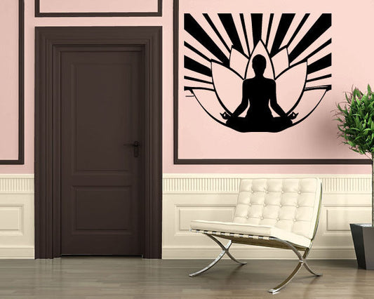 Yoga symbole Om Sanskrit spirituel Mural Art décor vinyle autocollant z441