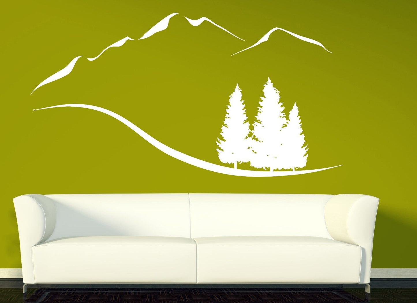 Wall Vinyl Sticker Decal Mountain Trees Snowy Peaks Mountain Resort (n442)