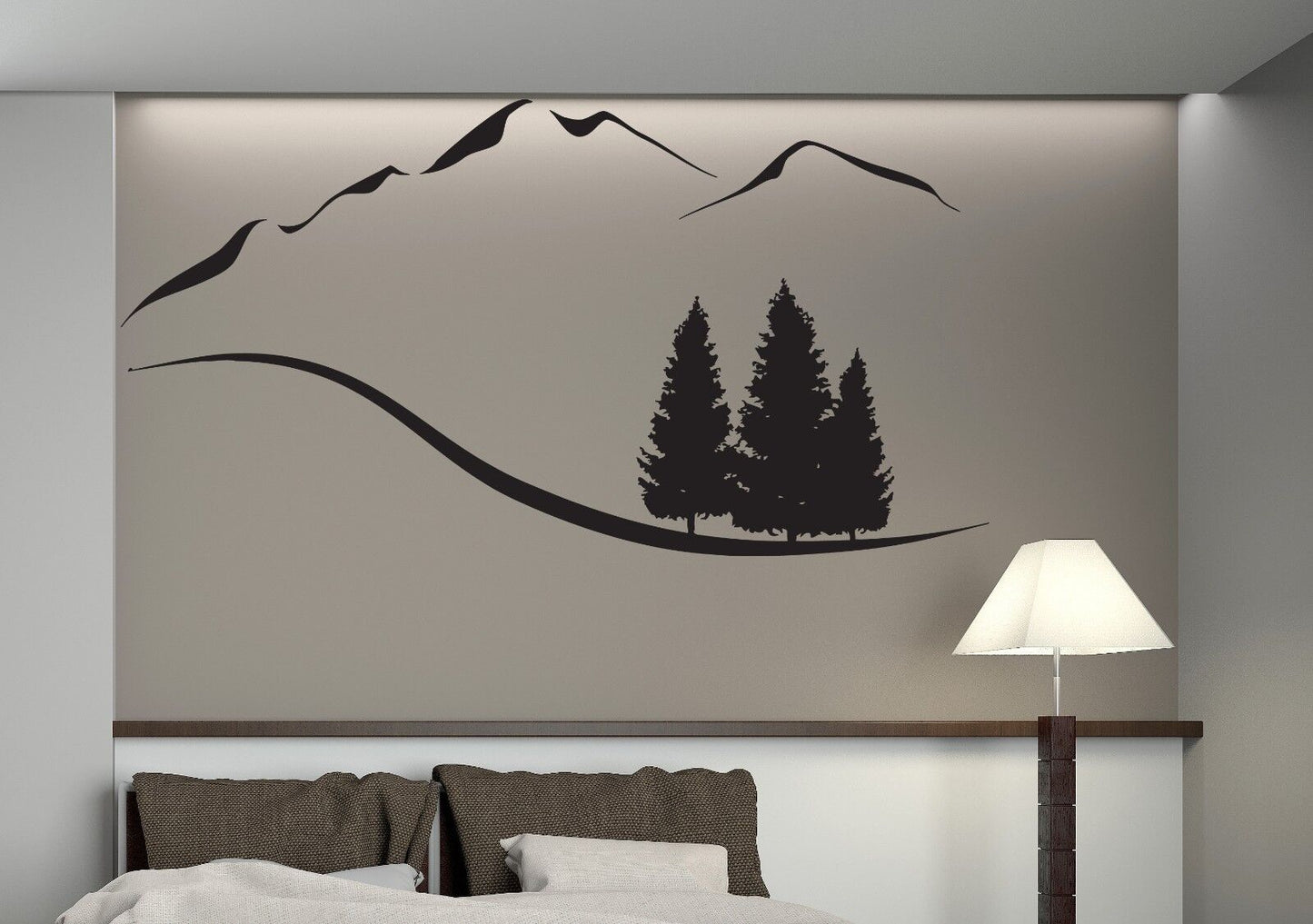 Wall Vinyl Sticker Decal Mountain Trees Snowy Peaks Mountain Resort (n442)