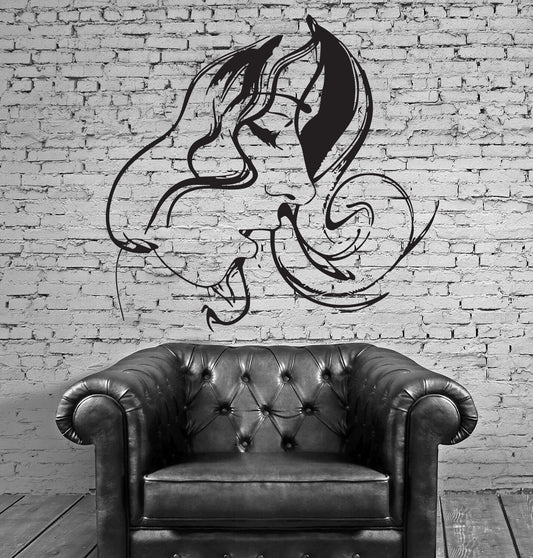 Wall Vinyl Sticker Silhouette Beautiful Girl Hairstyle Curls Tresses (n446)