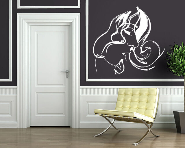 Wall Vinyl Sticker Silhouette Beautiful Girl Hairstyle Curls Tresses (n446)