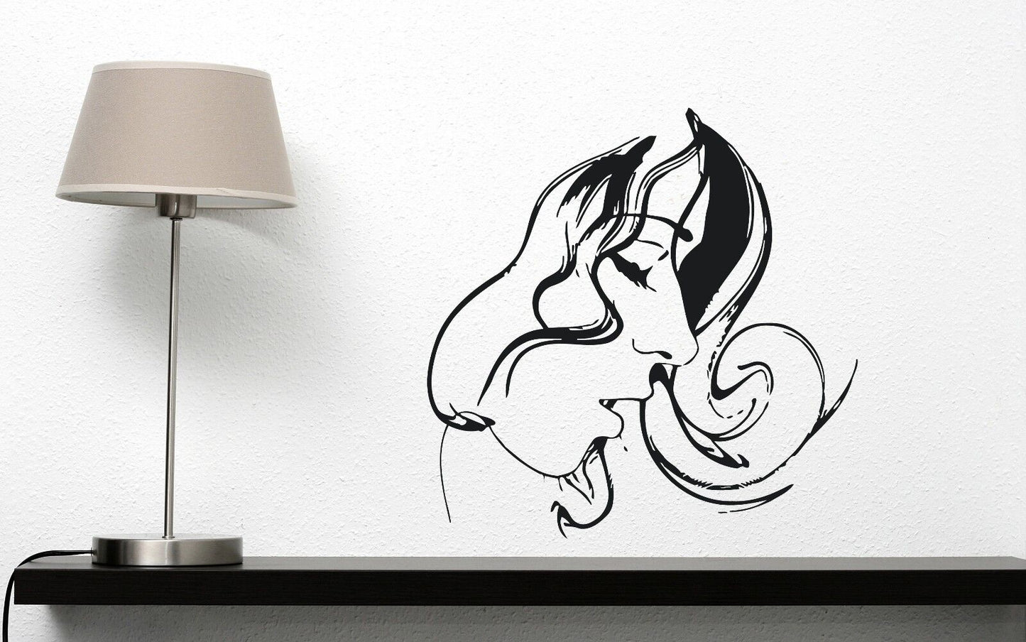 Autocollant mural en vinyle Silhouette belle fille coiffure boucles tresses (n446)