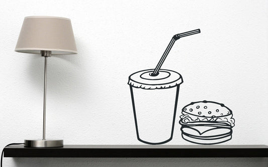 Wall Vinyl Sticker Fast Food Rapid Delicious Cola Hamburger Cutlet (n456)