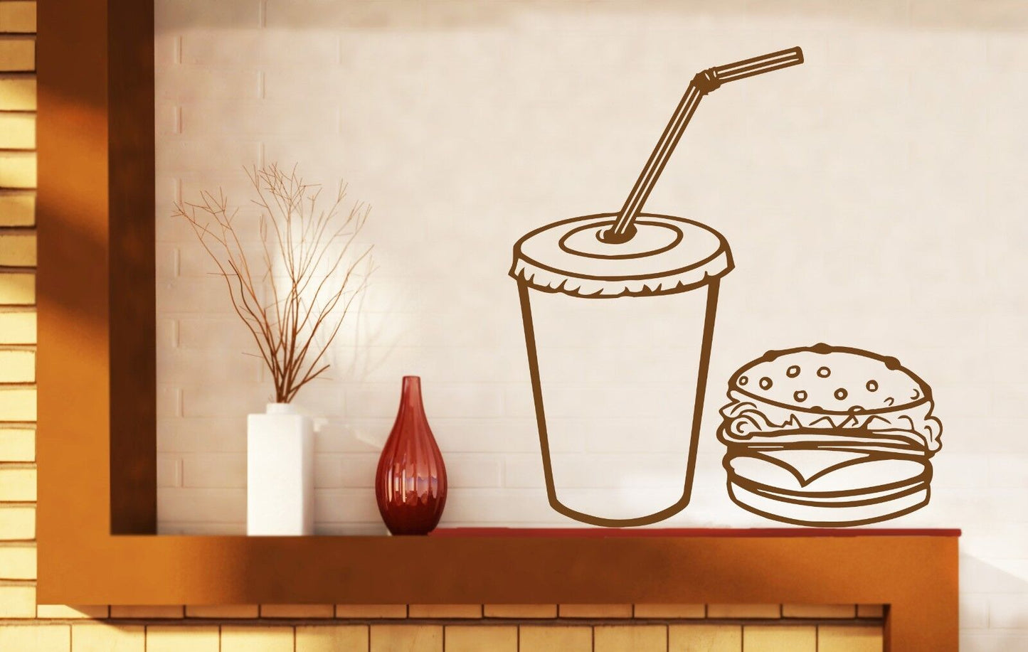 Wall Vinyl Sticker Fast Food Rapid Delicious Cola Hamburger Cutlet (n456)